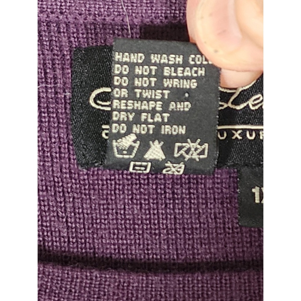 Womens 1X Purple Wool Blend Knit Sweater Layering Office Winter Cottage Academia - Picture 5 of 5